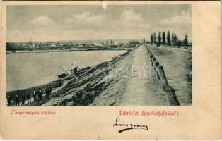 1902 Budapest XXI. Csepel, Csepel-szigeti kilátás (kis szakadás / small tear)