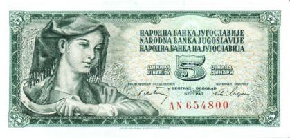 Jugoszlávia 1968. 5D (2x) + 1978-81. 10D, 20D, 50D, 100D, 500D, 1000D T:I Összesen 8db (7klf)!