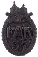Osztrák-Magyar Monarchia ~1914-1918. 34. Tábori Tüzérezred Zn sapkajelvény (26x41mm) T:2 Austro-Hungarian Monarchy ~1914-1918. 34th Field Artillery Regiment Zn cap badge (26x41mm) C:XF