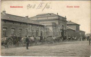 1908 Székesfehérvár, Vasútállomás, lovaskocsik (EK)