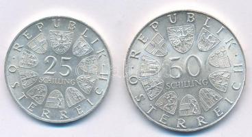 Ausztria 1967. 25Sch Ag "250 éve született Mária Terézia" + 1972. 50Sch Ag "350 éves ...