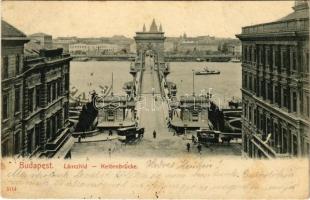 1906 Budapest I. Lánchíd budai hídfő, omnibusz. Taussig A. kiadása