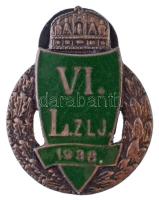 1938. VI. Lövészzászlóalj (Rongyos Gárda) zománcozott fém gomblyukjelvény, hátoldalán MORZSÁNYI BUDAPEST ESKÜ ÚT 5 gyártói jelzéssel (17x22mm) T:2 Hungary 1938. VI. Infantry Battalion enamelled metal buttonhole badge with MORZSÁNYI BUDAPEST ESKÜ ÚT 5 makers mark on reverse (17x22mm) C:XF Sallay 110.