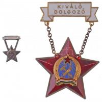 ~1950. Kiváló dolgozó Rákosi-címeres zománcozott fém kitüntetés miniatűrrel T:1-