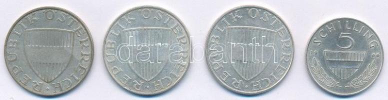 Ausztria 1958-1972. 10Sch Ag (3xklf) + 1966. 5Sch Ag (2x) T:2,2- Austria 1958. 10 Schilling Ag (3xdi...