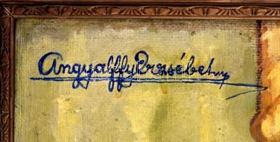 Angyalffy Erzsébet (1861-1940): Art deco hölgy arcképe, 1932. Olaj, vászon, jelzett, hátoldalán auto...