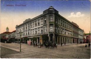 1915 Miskolc, Grand Hotel Horváth nagyszálloda, kávéház és söröző, zsinagóga, villamos megállóhely, üzletek. Glass és Tuscher kiadása