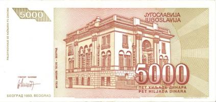 Jugoszlávia 1991. 100D, 10.000D + 1993. 5000D, 10.000D, 50.000D, 500.000D, 5000.000D, 50.000.000D (2...