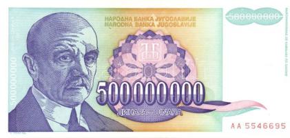 Jugoszlávia 1991. 100D, 10.000D + 1993. 5000D, 10.000D, 50.000D, 500.000D, 5000.000D, 50.000.000D (2...