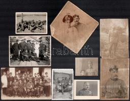 cca 1910-1940 9 db fotó katonákról, 5x6,5 cm és 11x11 cm közötti méretekben