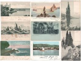 51 db RÉGI horvát város képeslap jó állapotban, szép darabok / 51 pre-1910 Croatian town-view postcards in good quality: nice pieces