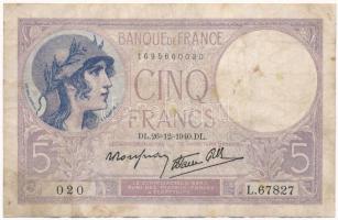 Franciaország 1940. 5Fr T:III  France 1940. 5 Francs C:F