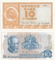 Norvégia 1970. 10K + 1983. 10K T:III Norway 1970. 10 Kroner + 1983. 10 Krone C:F