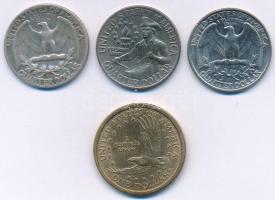 Amerikai Egyesült Államok 1964. 25c Ag "Washington" + 1976. 25c Cu-Ni "Bicentenárium&...