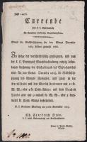 1825 Régi hirdetmény német nyelven