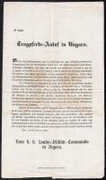 1853 Temesvár, Tragpferde-Ankauf in Ungarn, német nyelvű hirdetmény, foltos