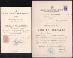 1932-1940 8 db olasz nyelvű fiumei bizonyítvány, közte 6 db díszes