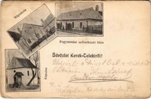 1908 Kerékteleki, Kerek-Teleki; Népiskola, Kápolna, Fogyasztási Szövetkezet üzlete (EK)