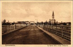 Kunszentmárton, Új Körös híd a város látképével. Tábory Ilona kiadása (r)
