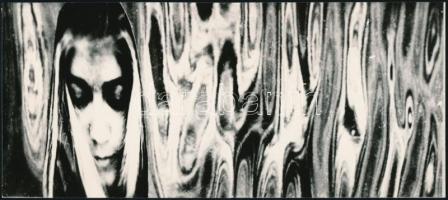 cca 1976 Kolláth Mária bajai fotóművész feliratozott, vintage fotóművészeti alkotása (Impresszió), a magyar fotográfia avantgarde korszakából, 10,5x24 cm