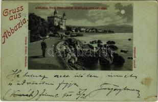 1900 Abbazia, Opatija; Vom Friedrich Schüler Strandweg / este / night. Ottmar Zieher litho