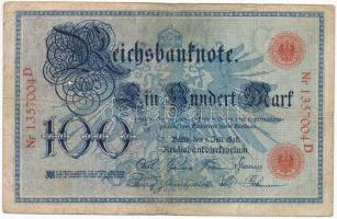 Német Birodalom 1898. 100M T:III,III- kis ly.  German Empire 1898. 100 Mark C:F,VG small hole Krause#20