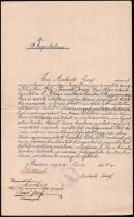1898 Arad, hivatali eskü, stencilezéssel sokszorosított dokumentum, saját kezű aláírásokkal, 1898. junius. 18., kopott bélyegzéssel.