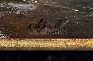 Olvashatatlan jelzéssel, feltehetően XX. sz.  németalföldi festő munkája: Havas táj szélmalmokkal. O...