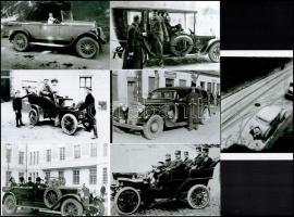 Automobilok, cca 1930 előtt készült felvételekről 7 db mai nagyítás, 10x15 cm