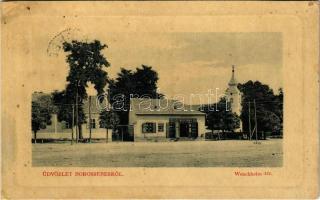 1913 Borossebes, Sebis; Wenckheim tér, Steiner Samu üzlete, templom. W. L. Bp. 5286. / square, street view, shop of Steiner, church (r)