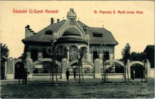 1911 Újszentanna, Neusanktanna, Santana, Sfanta Ana; Dr. Popovics E. Aurél orvos háza. W. L. Bp. 2986. / doctors house (EB)