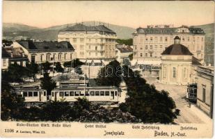 Baden, Josefsplatz, Josefsbad, Cafe Josefsplatz, Hotel Bristol, Ende Station Elekt. Bahn Wien / square, cafe, hotel, spa, tram station