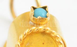 Arany(Au) 14K szandálos medál kék kövekkel, jelzett, h: 3 cm, bruttó: 1,47 g