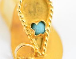 Arany(Au) 14K szandálos medál kék kövekkel, jelzett, h: 3 cm, bruttó: 1,47 g