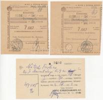 Budapest 1942. 3db sorsjegy befizető elismervény T:II