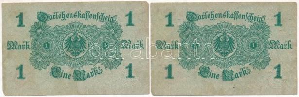 Német Birodalom 1914. 1M (2x, sorszámkövető) T:III
German Empire 1914. 1 Mark (2x, sequential seria...