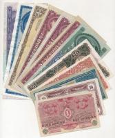 12db-os vegyes magyar korona, pengő és forint bankjegy tétel, közte 1980. 500Ft (ragasztott) T:II-IV