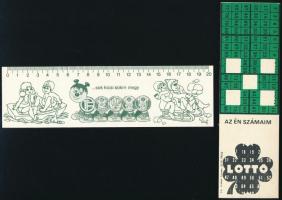 cca 1980 5 db "takarékossági" könyvjelző, 6x21 cm és 6x18 cm közötti méretben