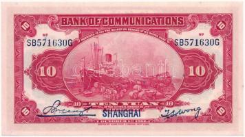 Kína / Bank of Communications 1914. 10Y "Shanghai" felülbélyegzéssel T:I,I-
China / Bank ...