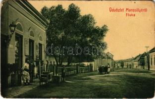 1915 Marosillye, Ilia; Fő utca, üzlet. W. L. Bp. 2085. Pannonia könyvnyomda kiadása / main street, shop (kopott sarkak / worn corners)