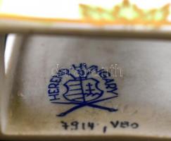 Herendi Viktória mintáás porcelán gyufatartó, kézzel festett, jelzett, hibátlan, 6x5x3 cm