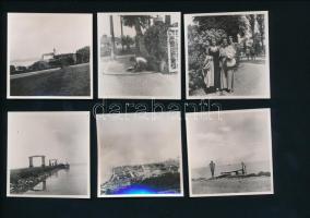cca 1930 Tihanyi tájképek, életképek, fotók és negatívak, közte sérült, 16 db, 6x6 cm