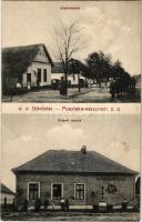 Pusztakeresztúr, Cherestur; utca, üzlet, Állami elemi iskola, magyar címer / street view, shop, elementary school, Hungarian coat of arms (Rb)