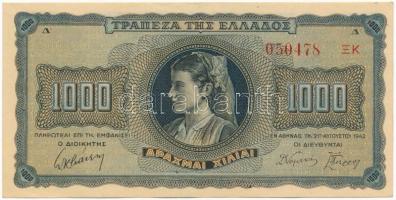 Görögország / Német-olasz megszállás 1942. 1000D T:III Greece / German-Italian occupation 1942. 1000 Drachmai C:F Krause 118.