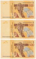 Közép-Afrikai Államok 2012. 500Fr (3x), sorszámkövetők T:I  Central African States 2012. 500 Francs (3x), sequential serials C:UNC