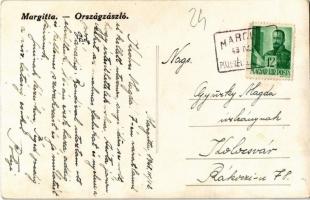 1943 Margitta, Marghita; Országzászló / Hungarian flag. photo