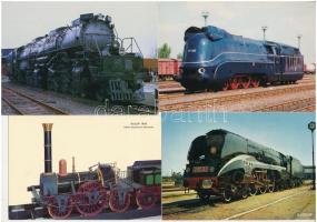 6 db MODERN motívum képeslap: külföldi gőzmozdonyok / 6 modern motive postcards: railway, locomotives