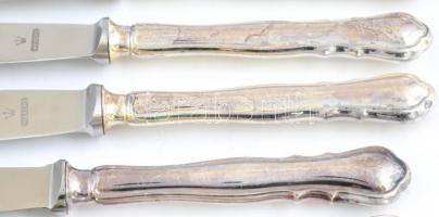 Ezüst(Ag) nyelű német Wilkens kés, 6 db, jelzett, br 382 g, h: 21 cm