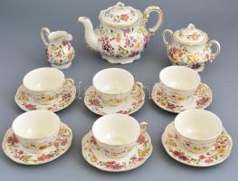 Zsolnay pillangómintás 6 személyes teás készlet, kézzel festett, jelzett, hibátlan