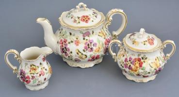 Zsolnay pillangómintás 6 személyes teás készlet, kézzel festett, jelzett, hibátlan